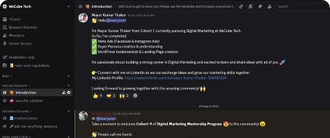 Learner community channel for the digital marketing cohort